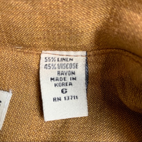 Valerie Stevens Gold Linen Jacket Size 6 - Picture 6 of 7